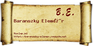 Baranszky Elemér névjegykártya
