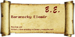 Baranszky Elemér névjegykártya